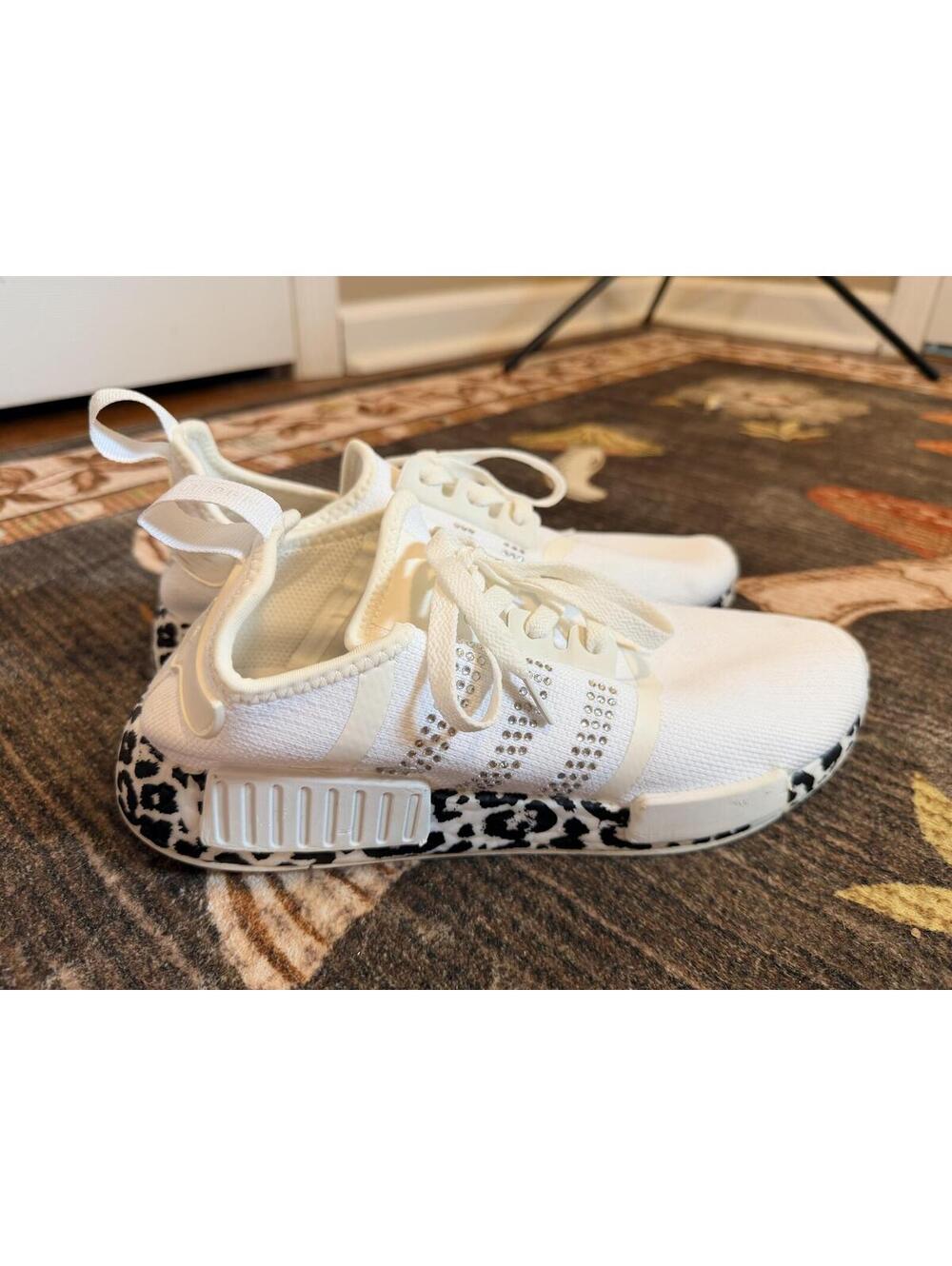 Adidas NMD R1 White Rhinestone Sneakers Women’s Size 10 Casual Athletic Shoes - Picture 3 of 6